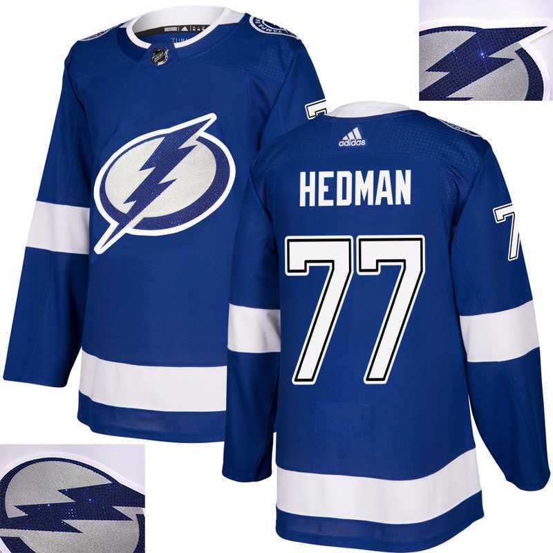 Lightning #77 Hedman Blue With Special Glittery Logo Adidas Jersey
